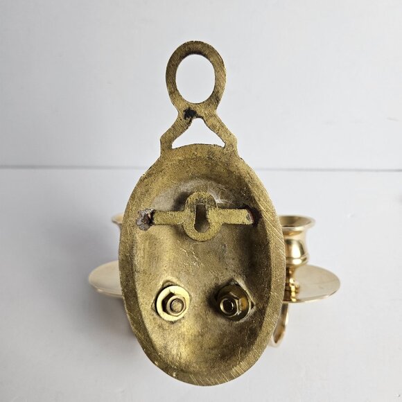 Vtg Solid Brass Candle Holder Double Ornate Scrolled Wall Sconce 6.25”t x 6.5"w - Picture 15 of 16